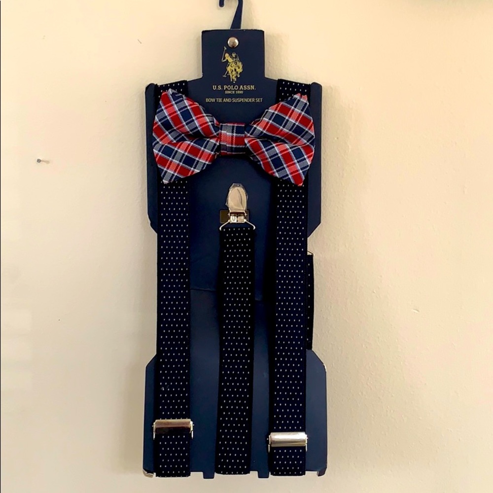 US Polo Assn Bow Tie and Suspenders Set